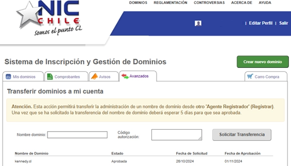 Transferencia de Dominios a Nic Chile, en dominios.cl el mercado para comprar dominios